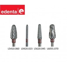 Edenta Left Handed TC Cross Cut Burs - Standard - 2 Dark Red Band - 1pc - Options Available